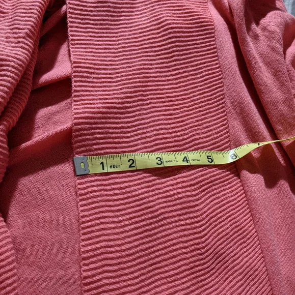 Coral cardigan Sweater Boho Ribbed Detailing Longer Length in Front Size Medium - Picture 14 of 16